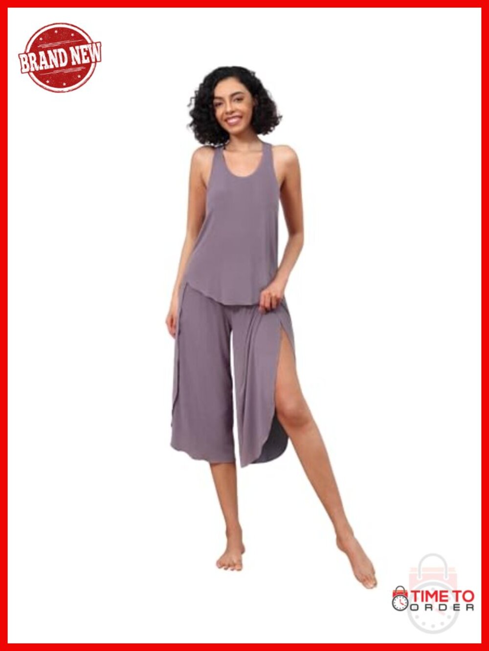 WiWi Pajama Set Womens Sleeveless Tank Capri Bamboo Viscose Ribbed Sleepwear
